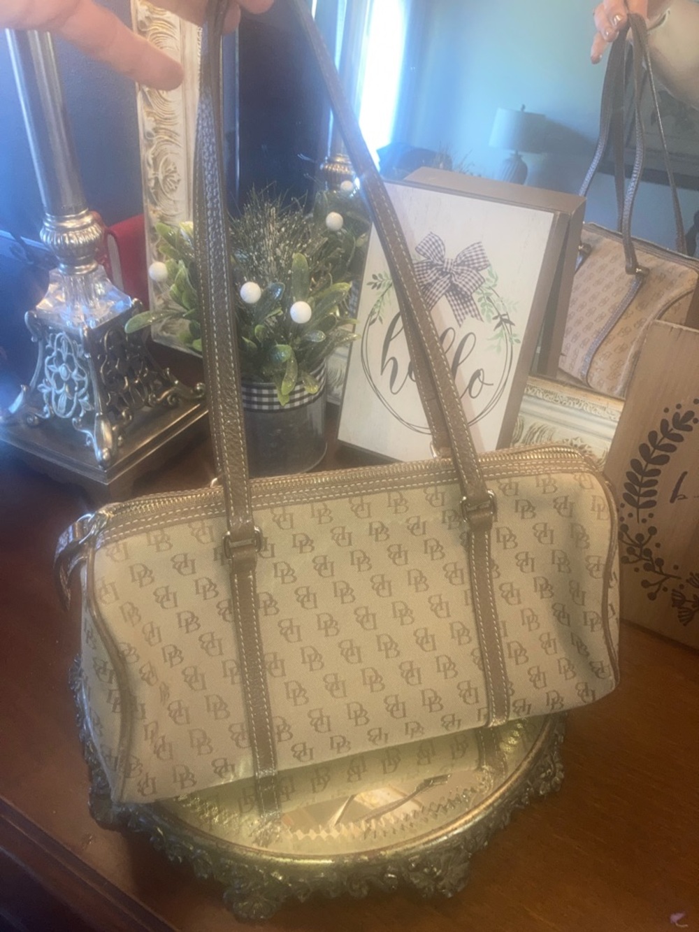 Genuine Vintage Dooney & Bourke  Barrel   Monogram Canvas/ Leather
